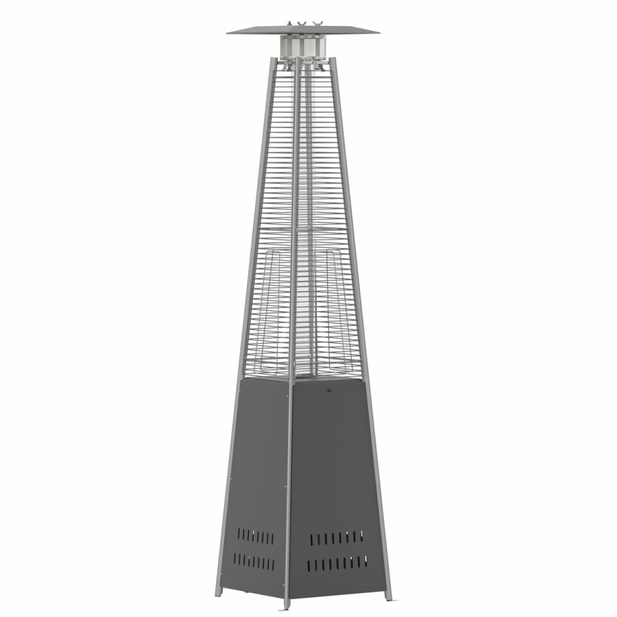 More FLASH | Sol Patio Outdoor Heating-Stainless Steel Pyramid 42,000 Btu Propane Heater With Wheels For Commercial & Residential Use