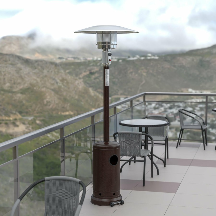 More FLASH | Sol Patio Outdoor Heating-Stainless Steel 40,000 Btu Propane Heater With Wheels For Commercial & Residential Use-7.5 Feet Tall