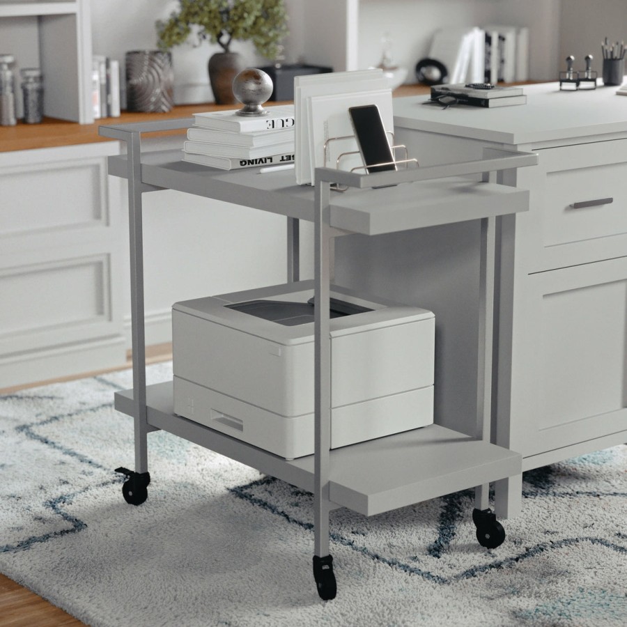 Office & Reception MARTHA STEWART Storage And Book Shelves | Liam 2-Tier Office Storage And Printer Cart With Metal Frame