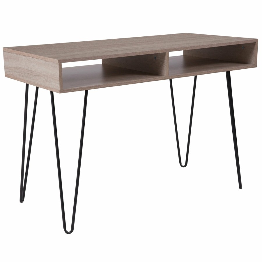 Office & Reception FLASH Desks | Franklin Wood Grain Finish Computer Table With Metal Legs