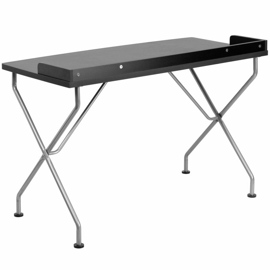 Office & Reception FLASH Desks | Computer Desk With Raised Border And Silver Metal Frame