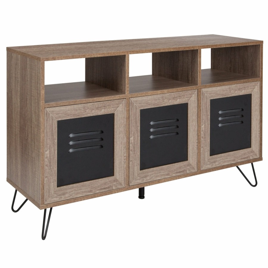 Office & Reception FLASH Storage And Book Shelves | Woodridge Collection 44"W 3 Shelf Storage Console/Cabinet With Metal Doors