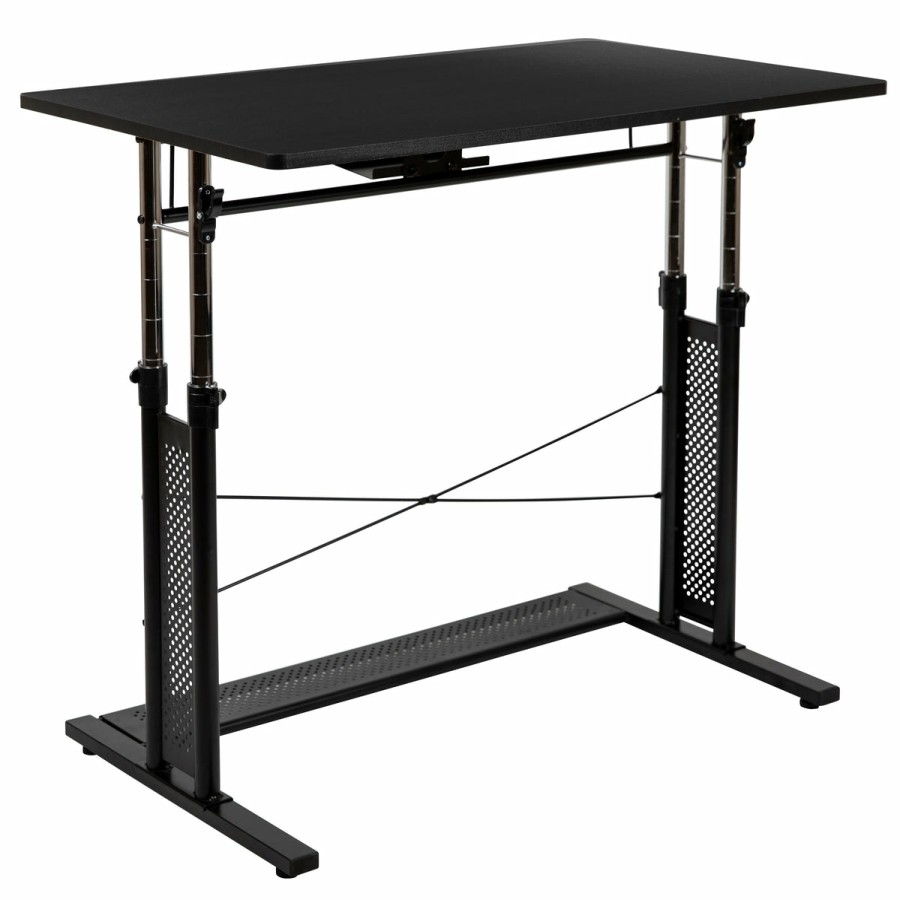 Office & Reception FLASH Desks | Height Adjustable (27.25-35.75"H) Sit To Stand Home Office Desk