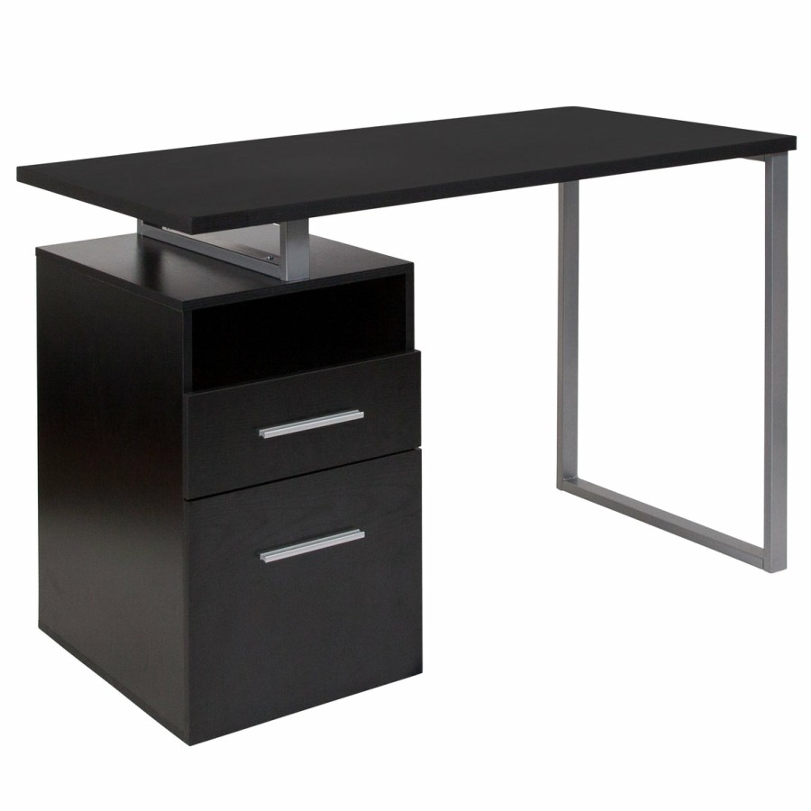 Office & Reception FLASH Desks | Harwood Desk With Two Drawers And Metal Frame