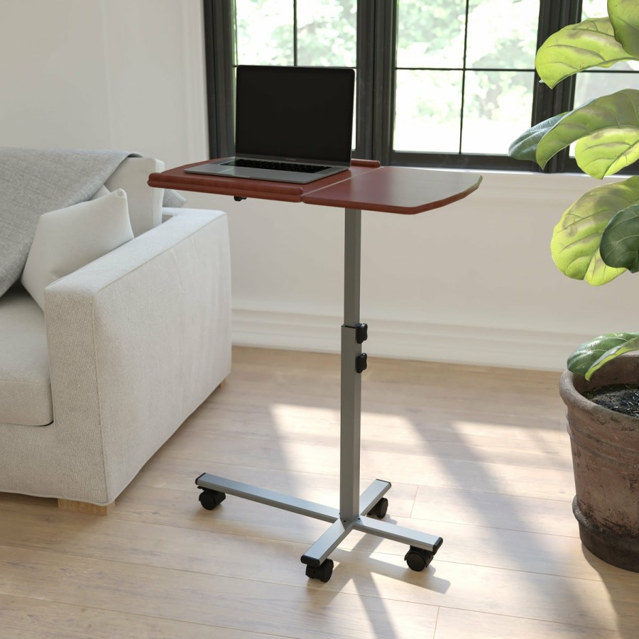 Office & Reception FLASH Desks | Angle And Height Adjustable Mobile Laptop Computer Table With Top