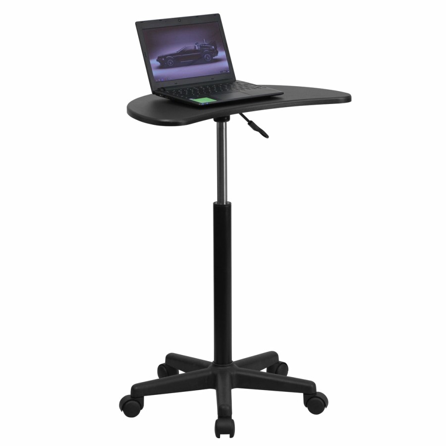 Office & Reception FLASH Desks | Sit To Stand Mobile Laptop Computer Desk - Portable Rolling Standing Desk