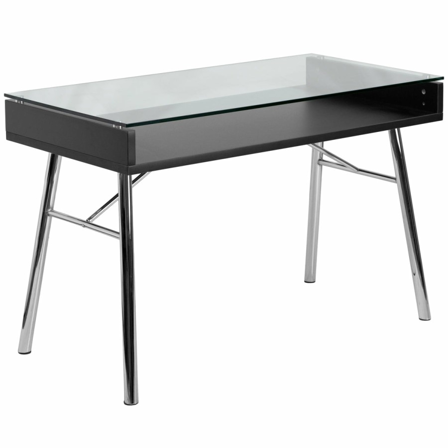 Office & Reception FLASH Desks | Brettford Desk With Tempered Glass Top