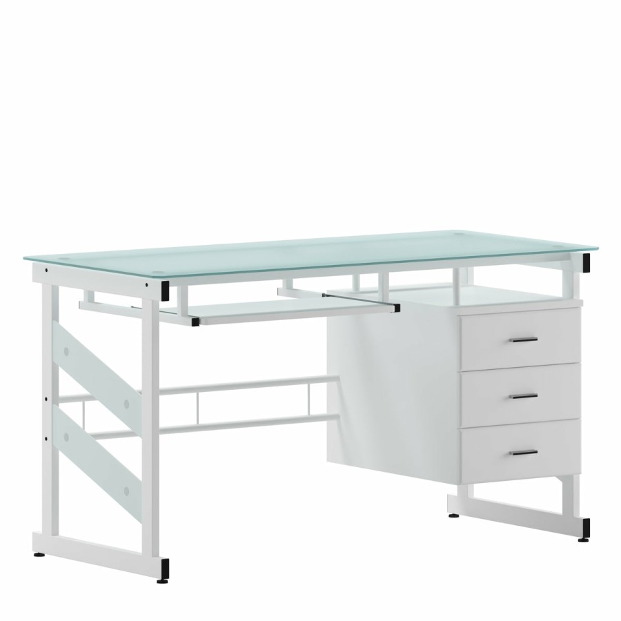 Office & Reception FLASH Desks | Computer Desk With Three Drawer Pedestal