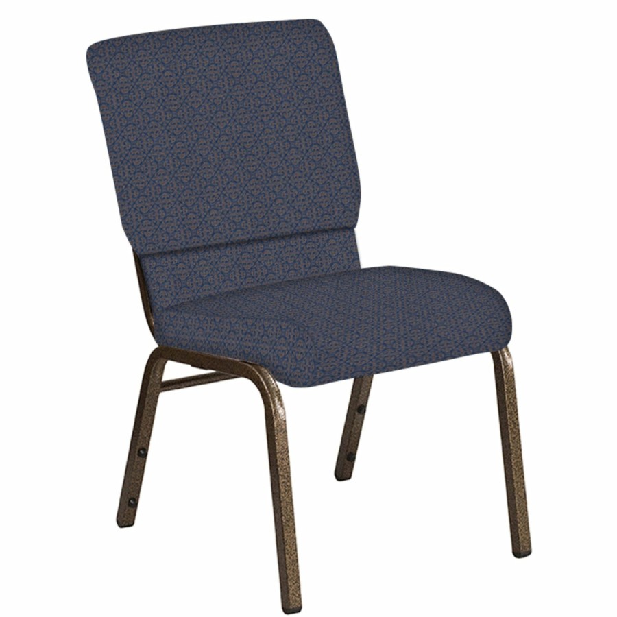 Church Chairs FLASH | Embroidered 18.5''W Church Chair In Abbey Fabric - Gold Vein Frame