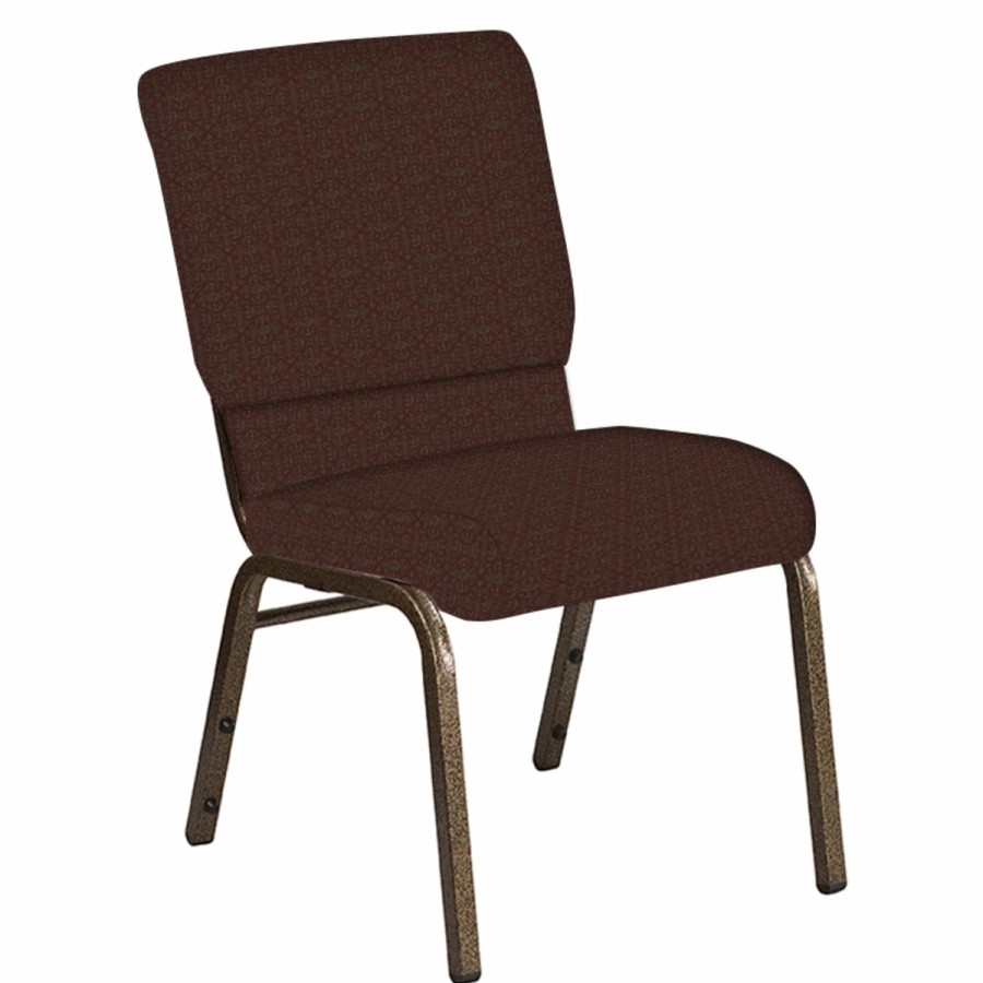 Church Chairs FLASH | 18.5''W Church Chair In Abbey Fabric - Gold Vein Frame