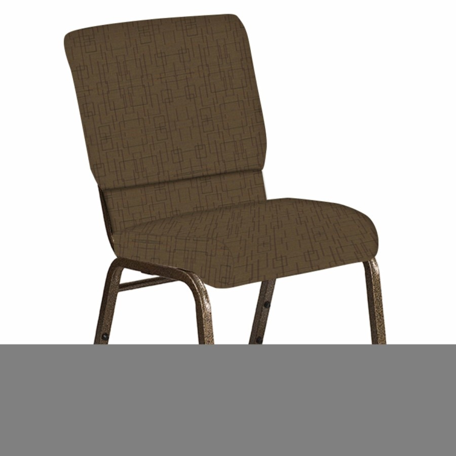 Church Chairs FLASH | 18.5''W Church Chair In Amaze Fabric - Gold Vein Frame