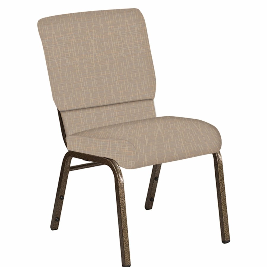 Church Chairs FLASH | Embroidered 18.5''W Church Chair In Amaze Fabric - Gold Vein Frame