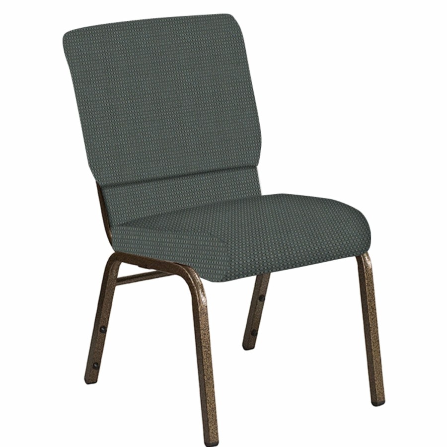 Church Chairs FLASH | Embroidered 18.5''W Church Chair In Canterbury Fabric - Gold Vein Frame