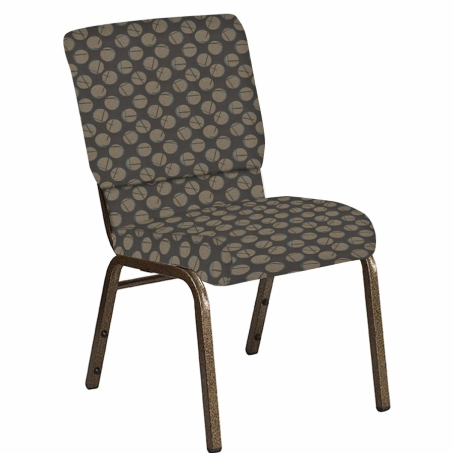 Church Chairs FLASH | 18.5''W Church Chair In Cirque Fabric - Gold Vein Frame