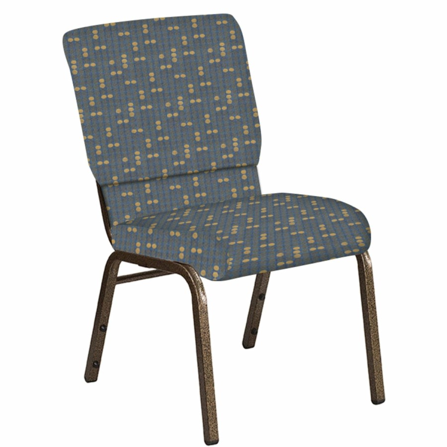 Church Chairs FLASH | 18.5''W Church Chair In Eclipse Fabric - Gold Vein Frame