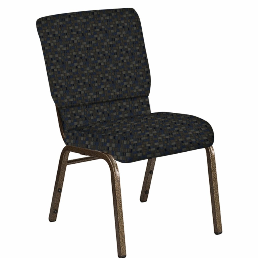 Church Chairs FLASH | Embroidered 18.5''W Church Chair In Empire Fabric - Gold Vein Frame