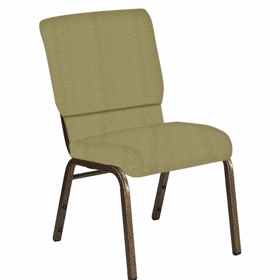 Church Chairs FLASH | Embroidered 18.5''W Church Chair In Fiji Fabric - Gold Vein Frame