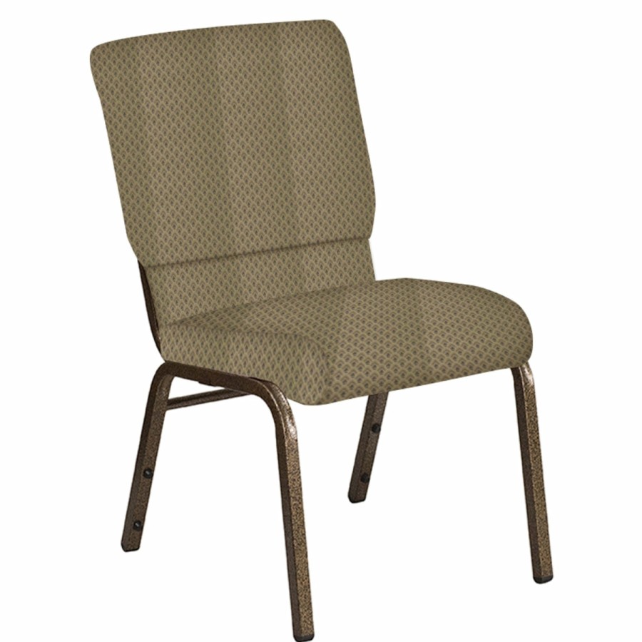 Church Chairs FLASH | Embroidered 18.5''W Church Chair In Georgetown Fabric - Gold Vein Frame