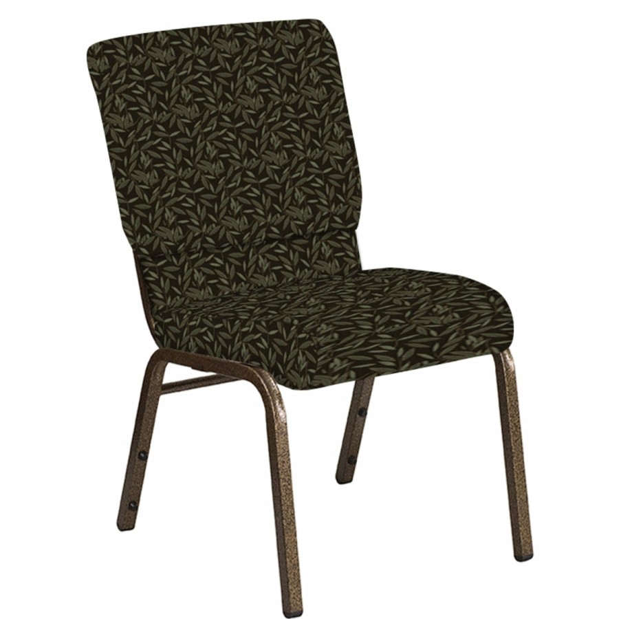 Church Chairs FLASH | 18.5''W Church Chair In Jasmine Fabric - Gold Vein Frame