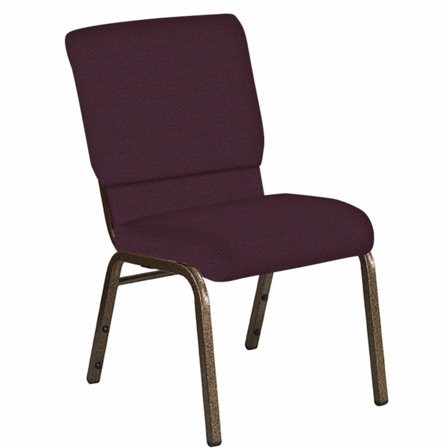 Church Chairs FLASH | Embroidered 18.5''W Church Chair In Neptune Fabric - Gold Vein Frame