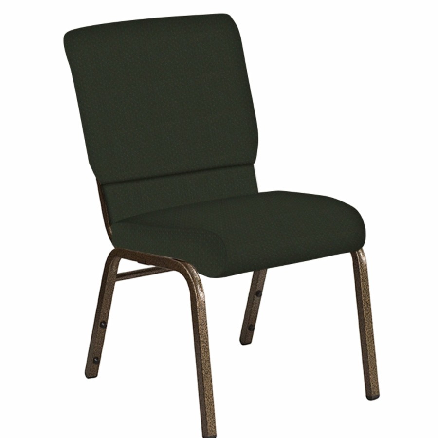 Church Chairs FLASH | 18.5''W Church Chair In Neptune Fabric - Gold Vein Frame