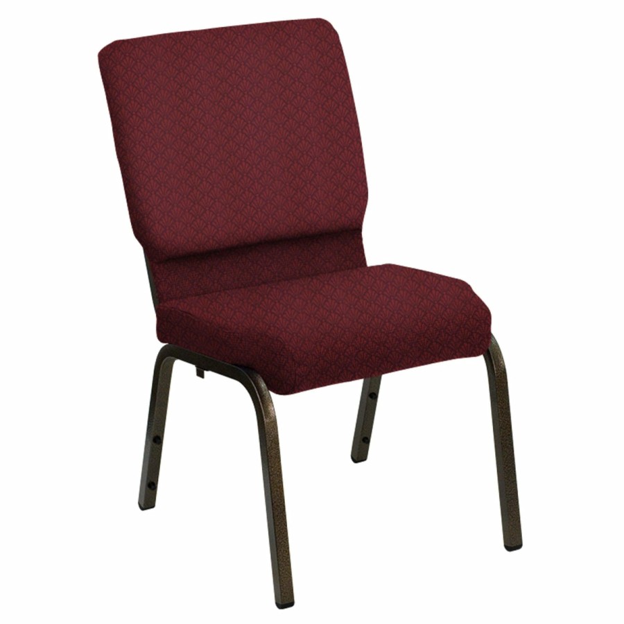 Church Chairs FLASH | Hercules Series 18.5''W Church Chair In Praise Fabric - Gold Vein Frame