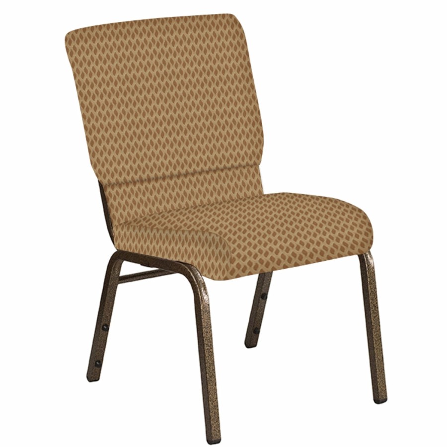 Church Chairs FLASH | 18.5''W Church Chair In Rapture Fabric - Gold Vein Frame