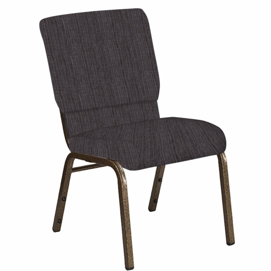 Church Chairs FLASH | 18.5''W Church Chair In Sammie Joe Fabric - Gold Vein Frame