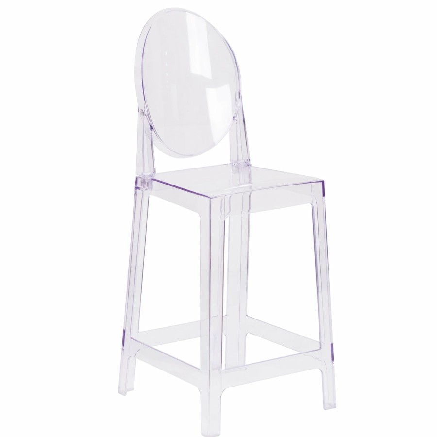 Folding & Event FLASH Ghost Chairs & Stools | Ghost Counter Stool In Transparent Crystal With Oval Back