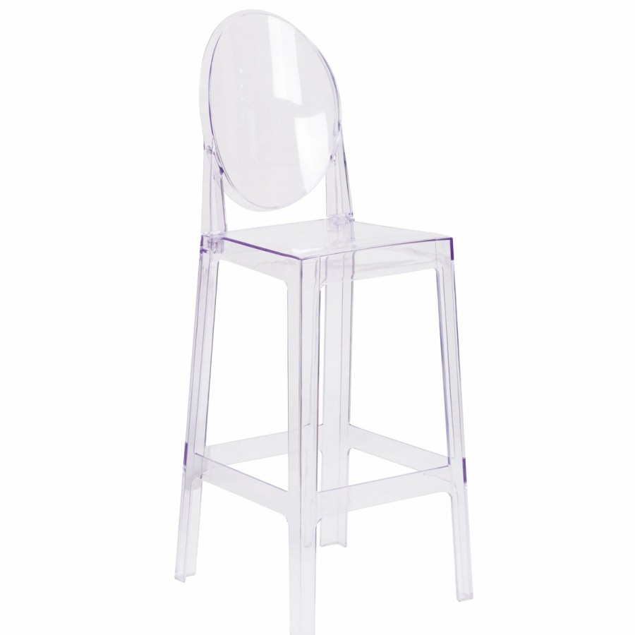 Folding & Event FLASH Ghost Chairs & Stools | Ghost Barstool In Transparent Crystal With Oval Back