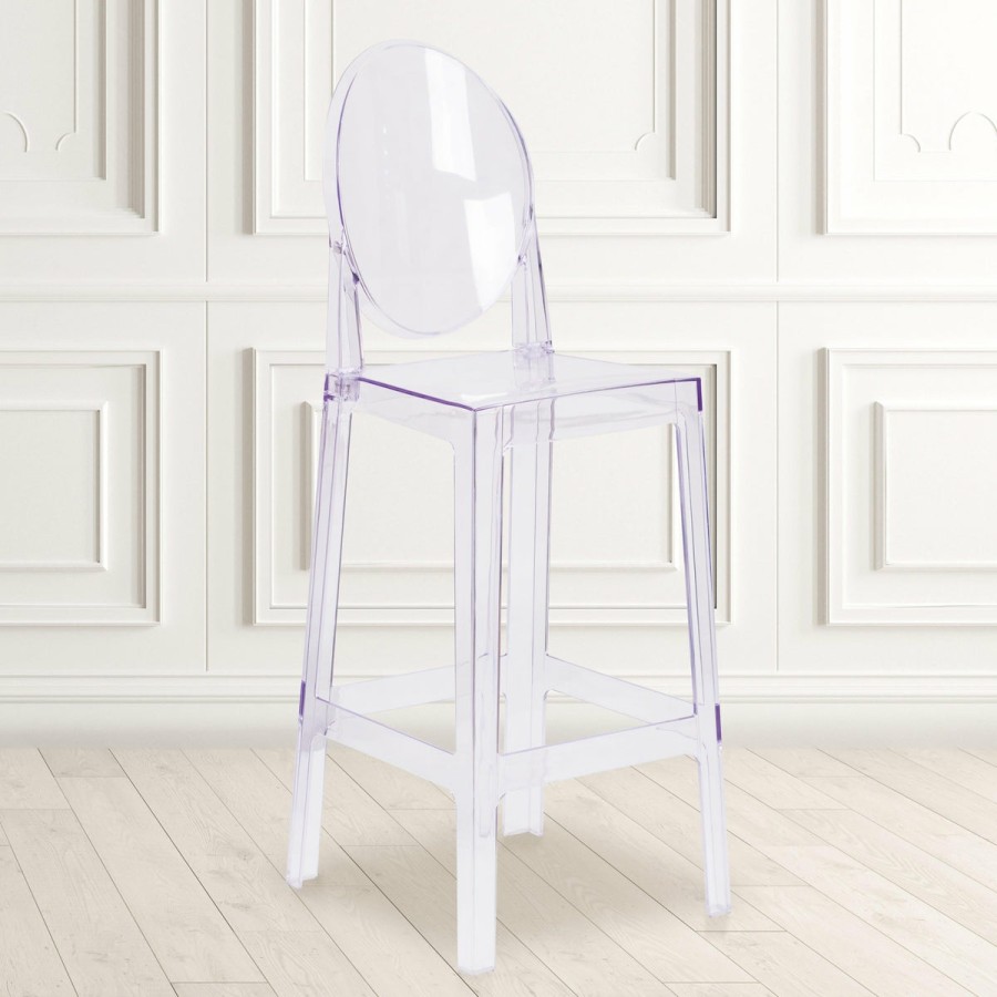 Folding & Event FLASH Ghost Chairs & Stools | Ghost Barstool In Transparent Crystal With Oval Back