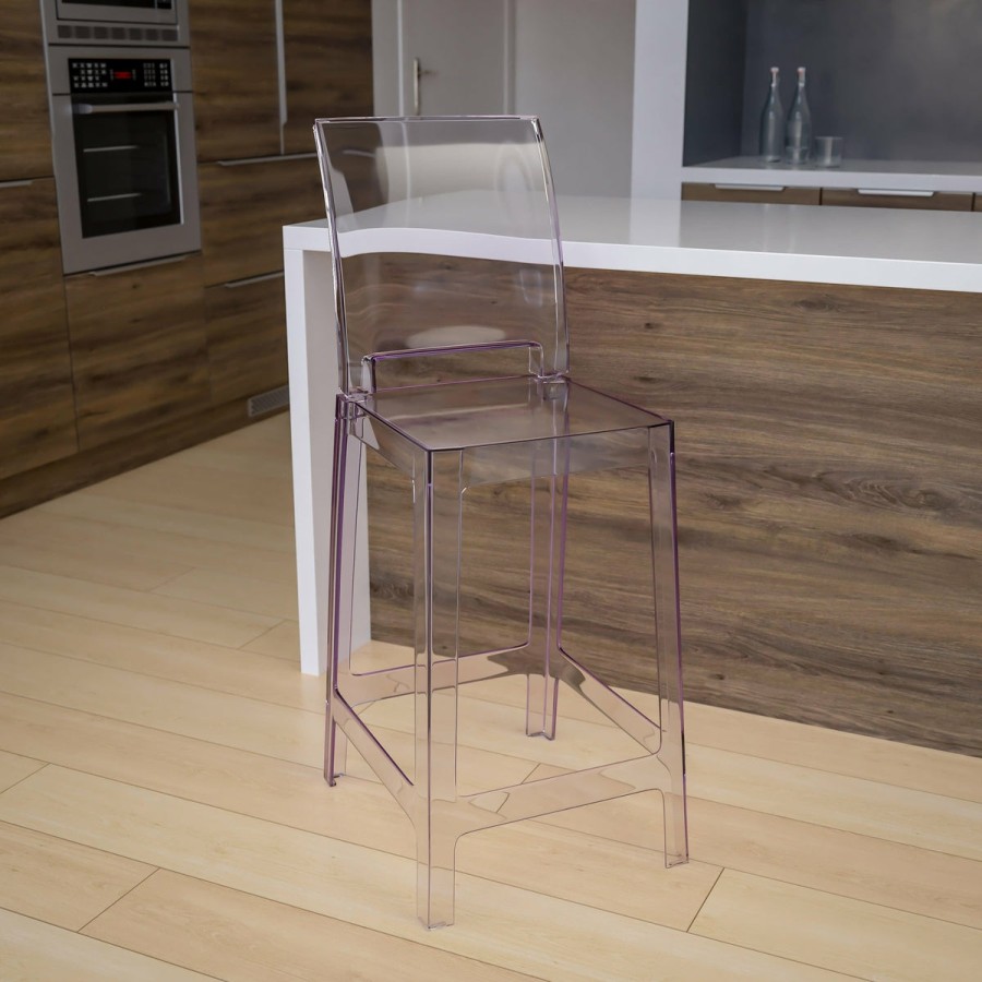 Folding & Event FLASH Ghost Chairs & Stools | Ghost Counter Stool In Transparent Crystal With Square Back