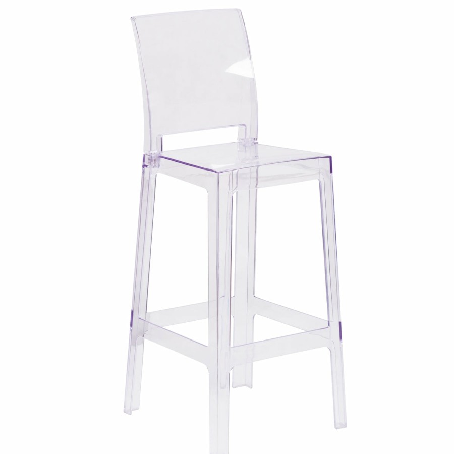 Folding & Event FLASH Ghost Chairs & Stools | Ghost Barstool In Transparent Crystal With Square Back