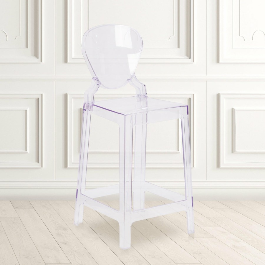 Folding & Event FLASH Ghost Chairs & Stools | Ghost Counter Stool In Transparent Crystal With Tear Back