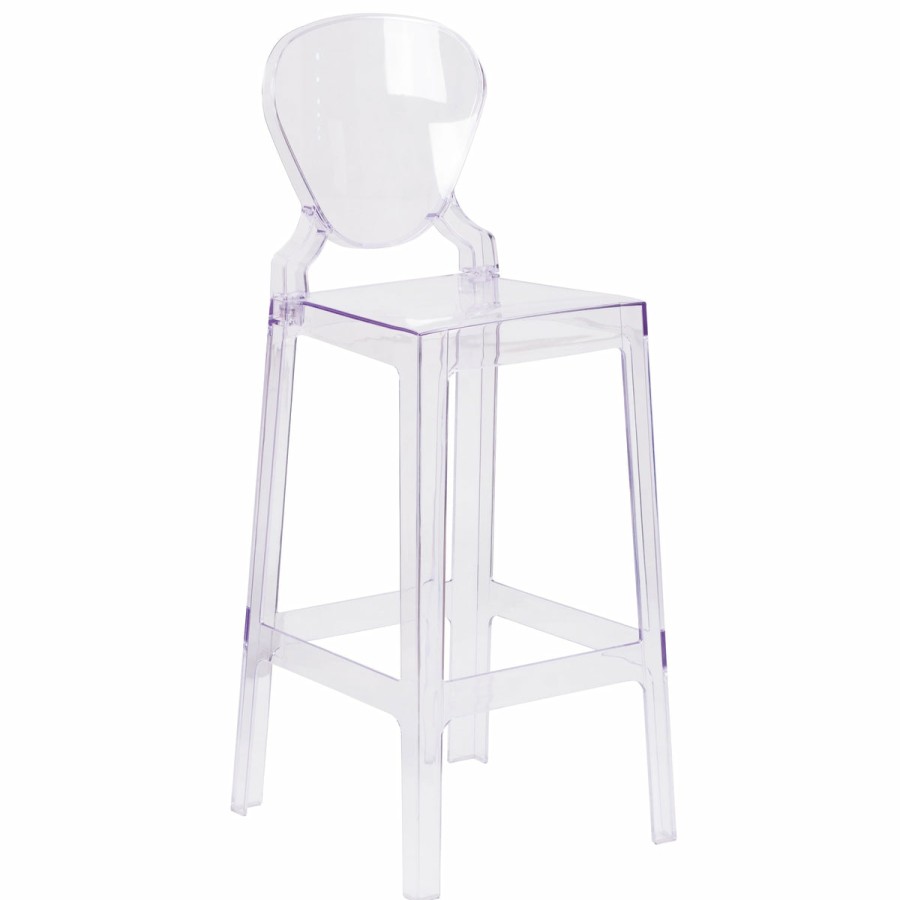 Folding & Event FLASH Ghost Chairs & Stools | Ghost Barstool In Transparent Crystal With Tear Back