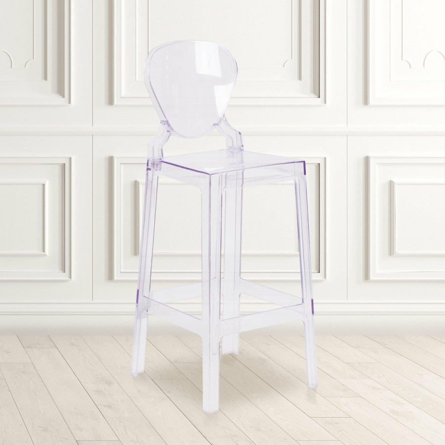 Folding & Event FLASH Ghost Chairs & Stools | Ghost Barstool In Transparent Crystal With Tear Back