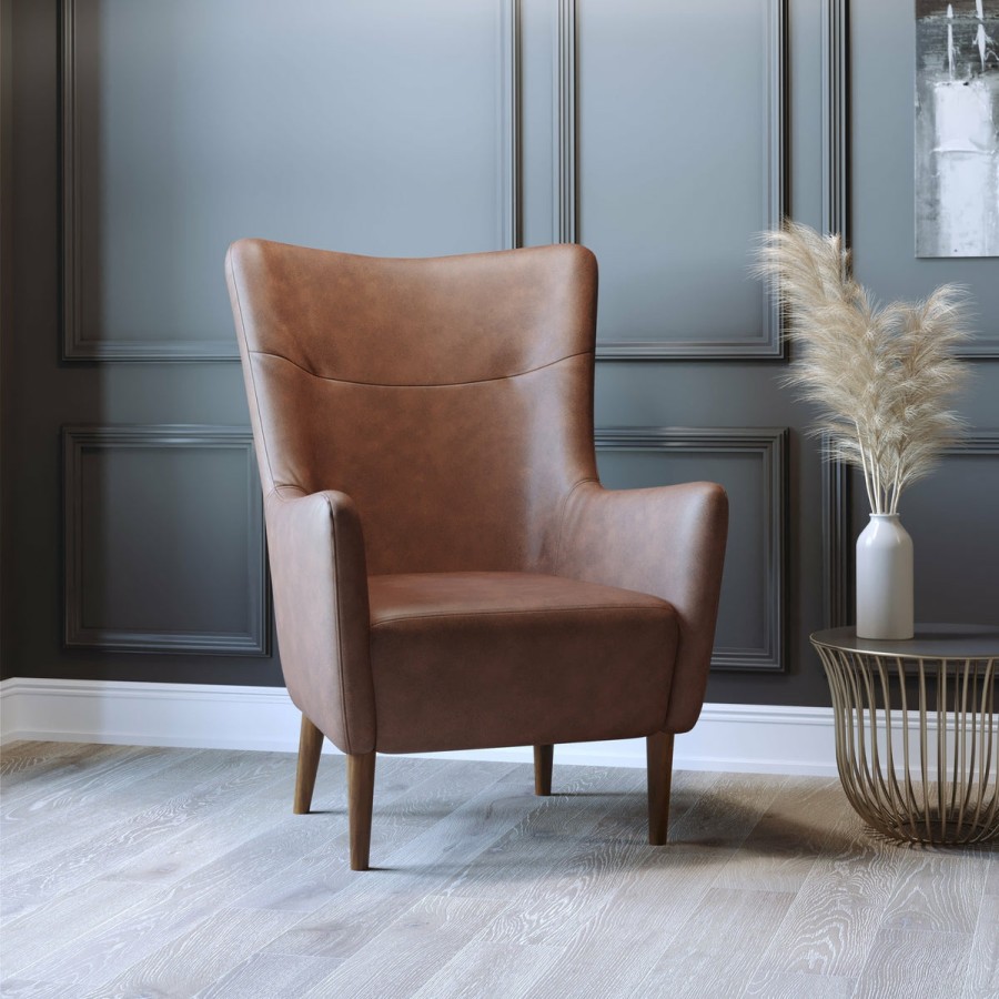 Office & Reception FLASH Reception Chairs | Connor Traditional Wingback Accent Chair, Commercial Grade Faux Leather Upholstery And Wooden Frame And Legs