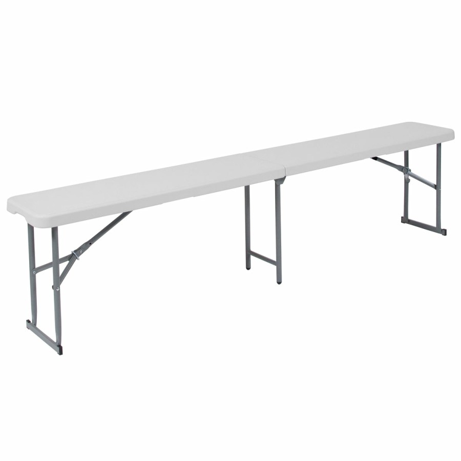 Folding & Event FLASH Folding Benches | 10.25''W X 71''L Bi-Fold Plastic Bench With Carrying Handle