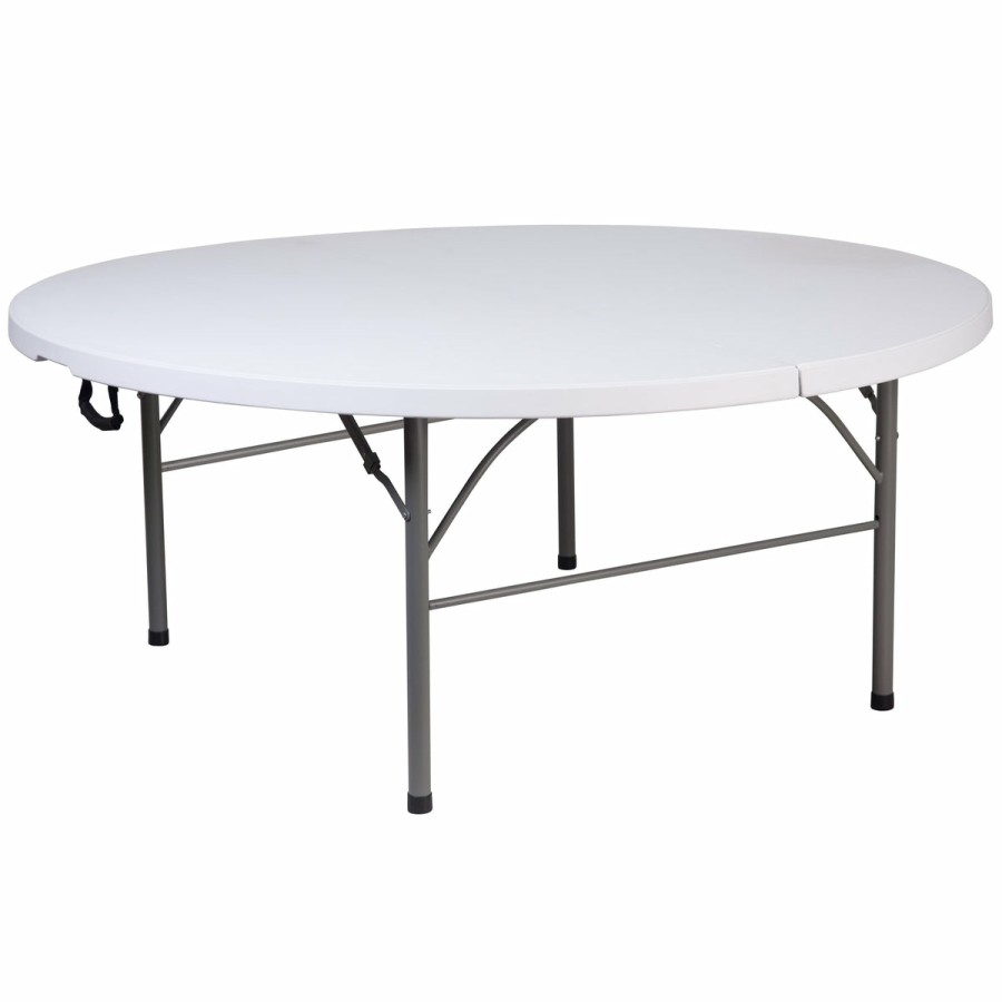 Folding & Event FLASH Plastic Folding Tables | 5.89-Foot Round Bi-Fold Plastic Banquet And Event Folding Table With Carrying Handle