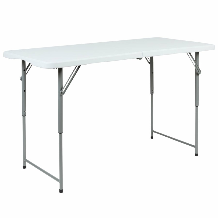 Folding & Event FLASH Plastic Folding Tables | Height Adjustable Bi-Fold Plastic Folding Table With Carrying Handle