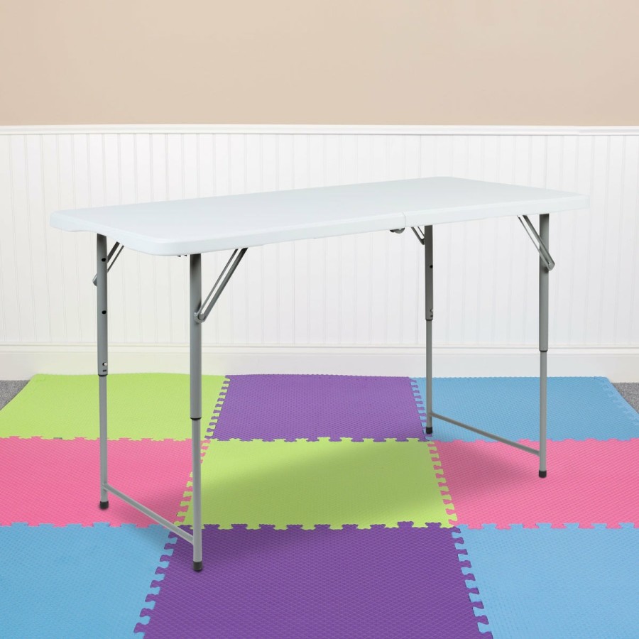 Folding & Event FLASH Plastic Folding Tables | Height Adjustable Bi-Fold Plastic Folding Table With Carrying Handle