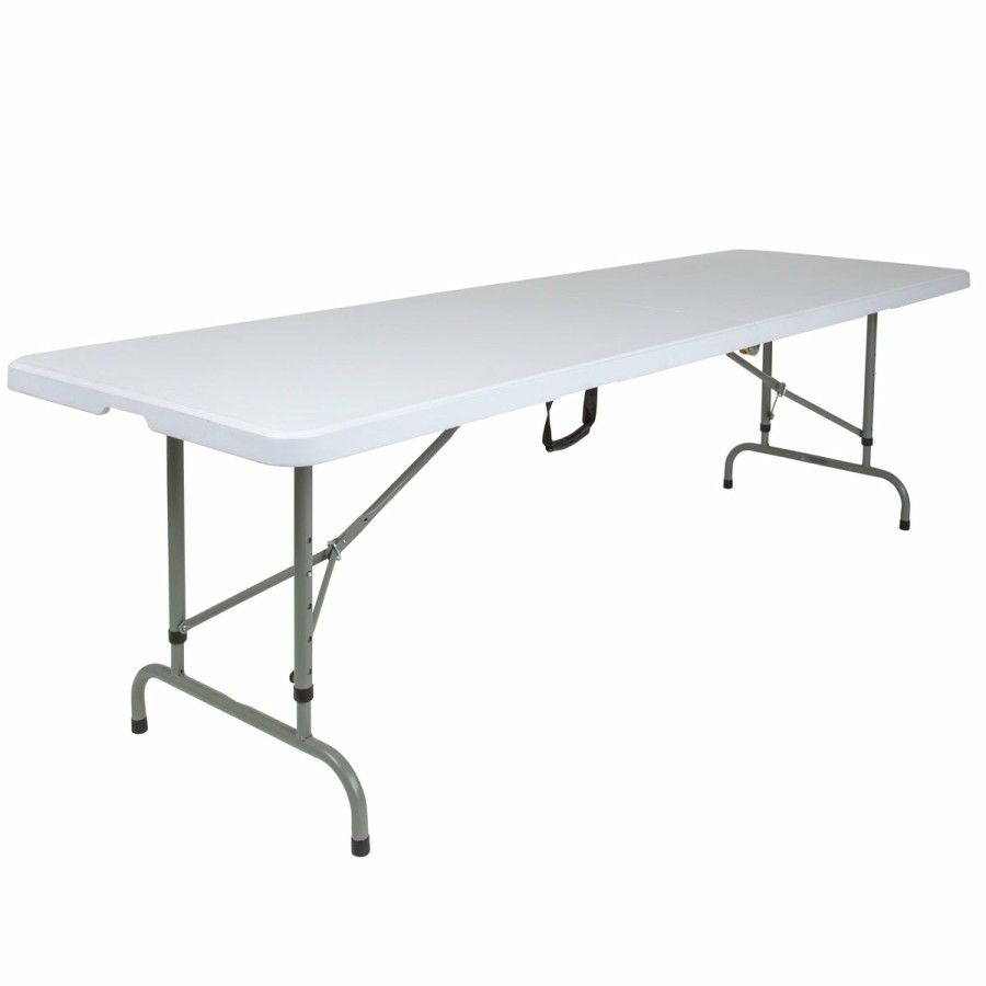 Folding & Event FLASH Plastic Folding Tables | 8-Foot Height Adjustable Bi-Fold Plastic Banquet And Event Folding Table With Carrying Handle