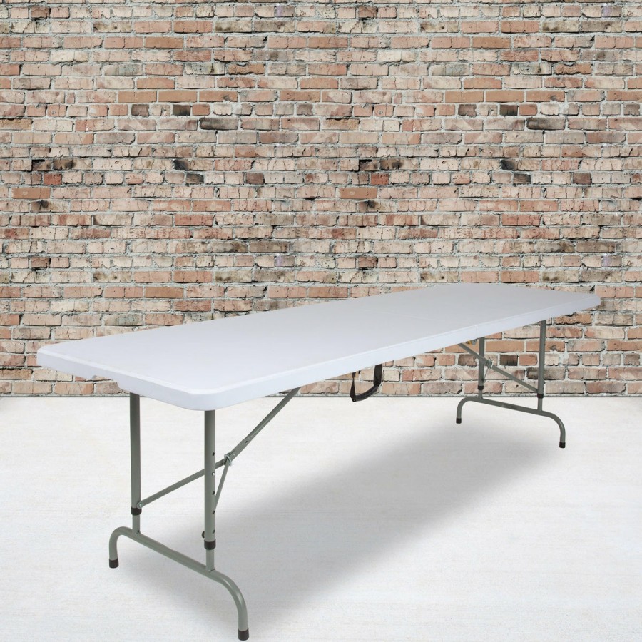 Folding & Event FLASH Plastic Folding Tables | 8-Foot Height Adjustable Bi-Fold Plastic Banquet And Event Folding Table With Carrying Handle