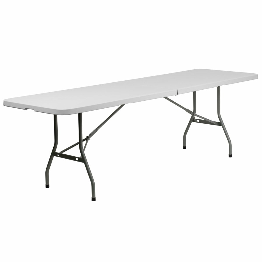 Folding & Event FLASH Plastic Folding Tables | 8-Foot Bi-Fold Plastic Banquet And Event Folding Table With Carrying Handle