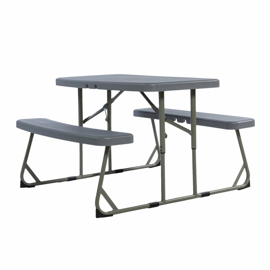 More FLASH | Easy-Fold Folding Plastic Kids Outdoor Picnic Table And Benches - Commercial Grade - Recommended For Up To Age 5