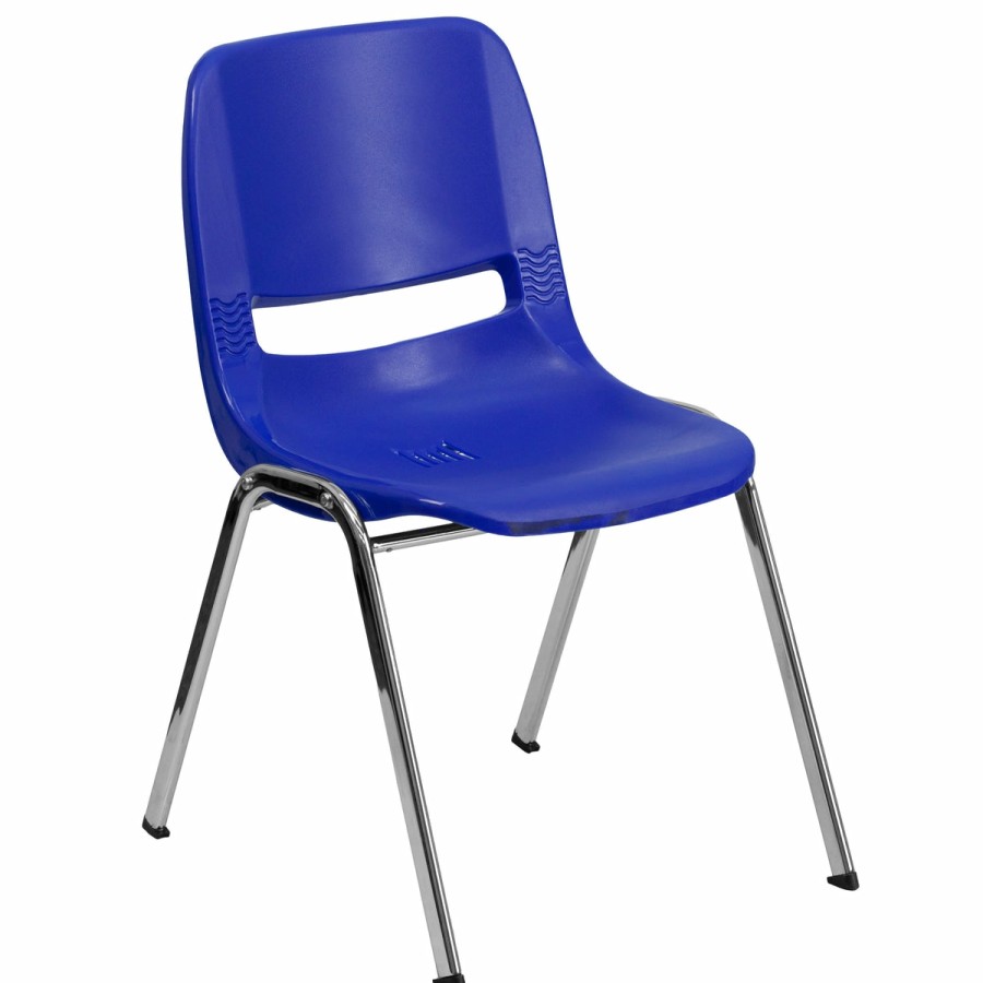 Classroom FLASH Plastic Stack & Student Chairs | Hercules Series 880 Lb. Capacity Ergonomic Shell Stack Chair With Chrome Frame And 18'' Seat Height