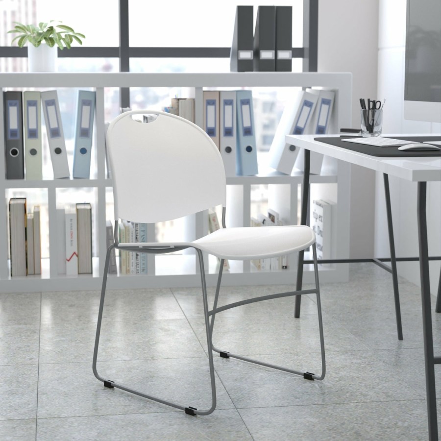 Office & Reception FLASH Reception Stack Chairs | Hercules Series 880 Lb. Capacity Ultra-Compact Stack Chair With Metal Frame