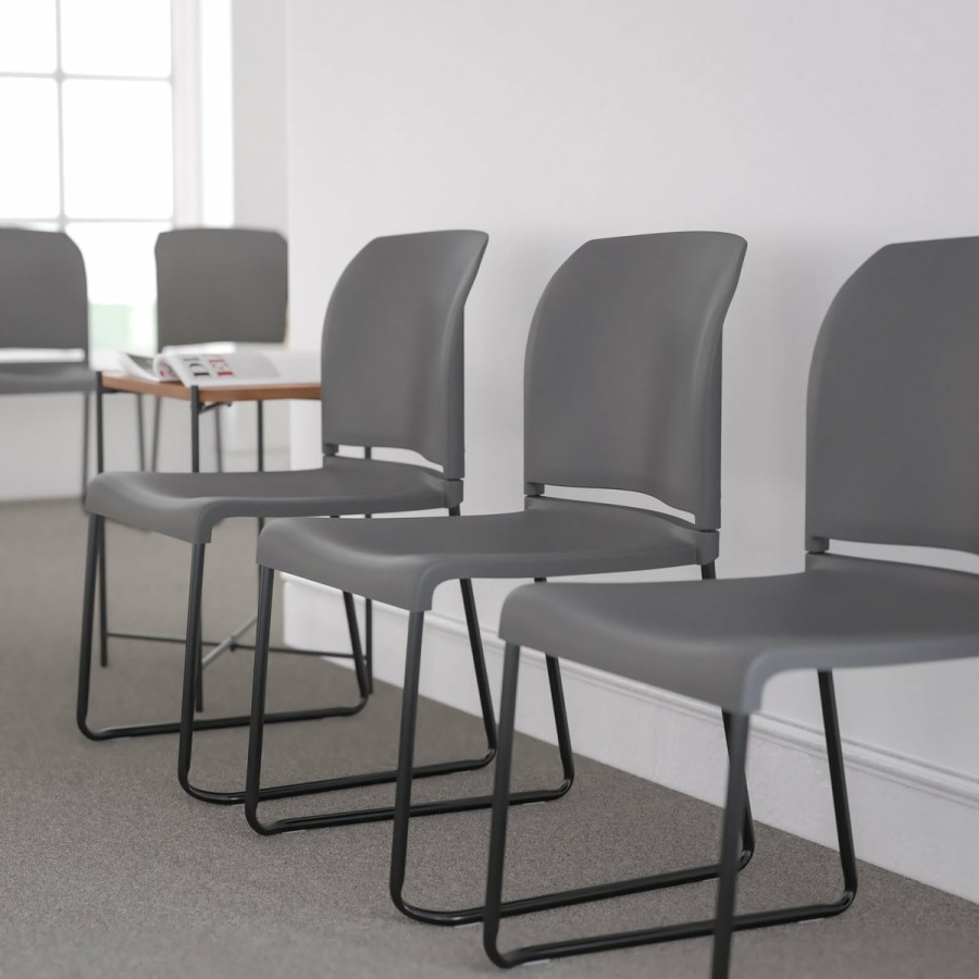 Office & Reception FLASH Reception Stack Chairs | Hercules Series 880 Lb. Capacity Full Back Contoured Stack Chair With Powder Coated Sled Base