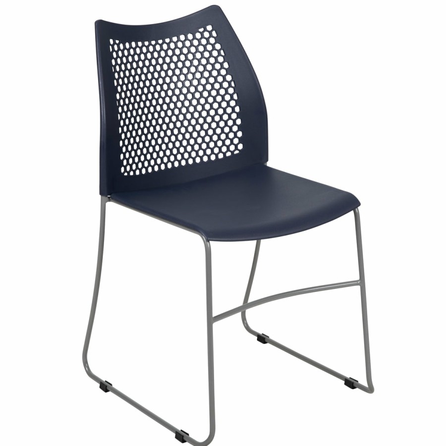 Office & Reception FLASH Reception Stack Chairs | Hercules Series 661 Lb. Capacity Stack Chair With Air-Vent Back And Powder Coated Sled Base