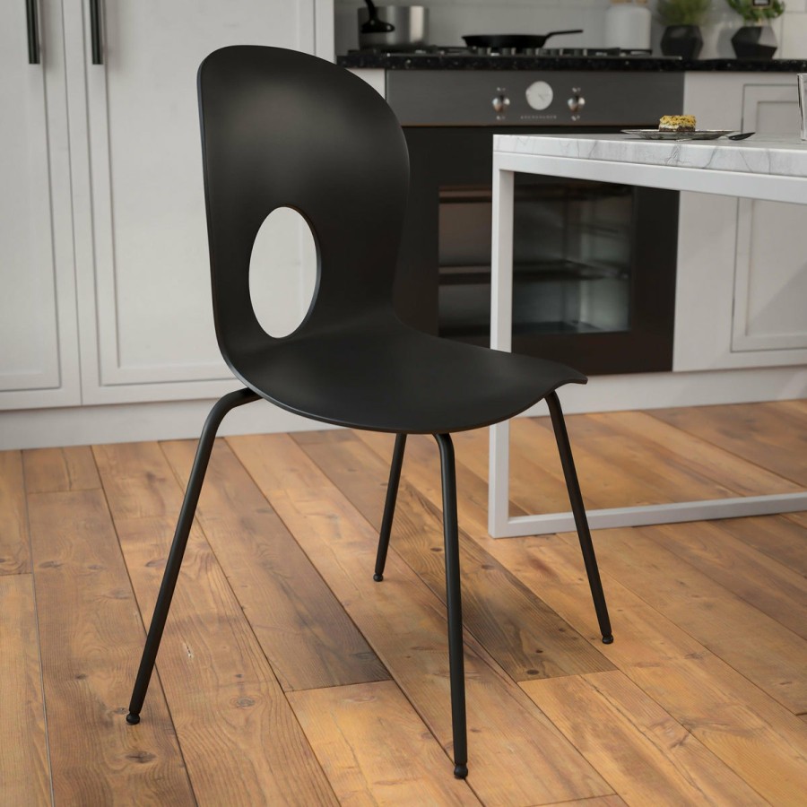 Office & Reception FLASH Reception Stack Chairs | Hercules Series 770 Lb. Capacity Designer Plastic Stack Chair With Black Frame